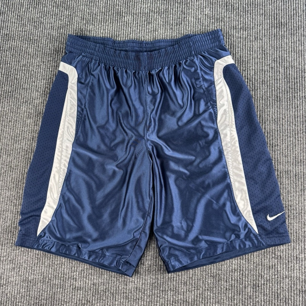 Nike Shorts Men Extra Large Blue White Basketball Dazzle Smooth Shiny Silky